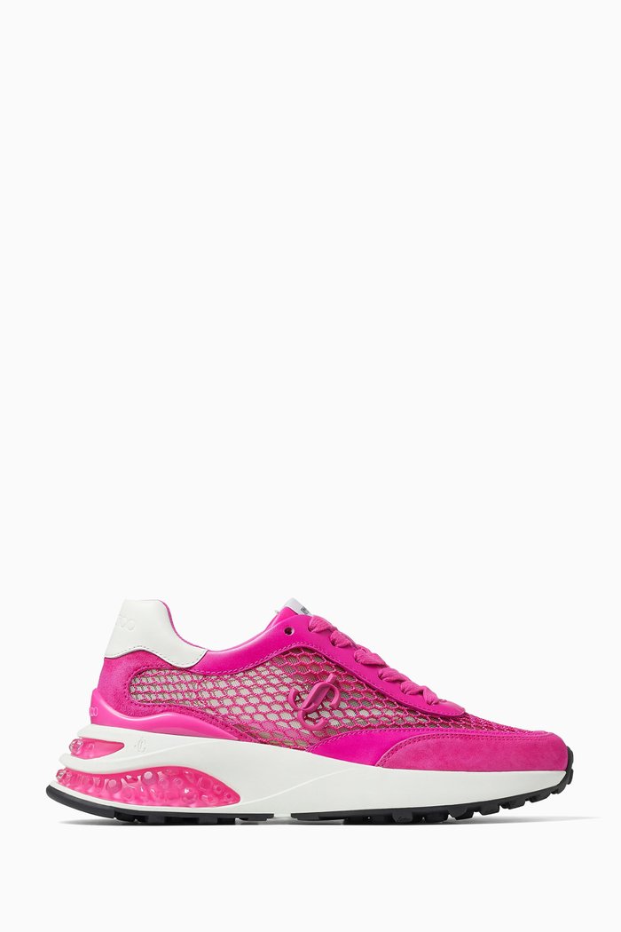 

Memphis Sneakers in Leather & Fishnet Mesh, Pink