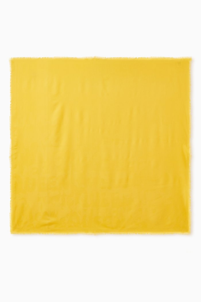 McQueen Graffiti Shawl in Wool Jacquard, Yellow