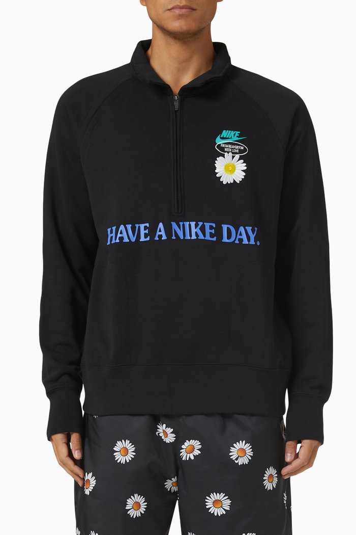 

Sportswear Mid-layer Zip Sweatshirt in French Terry, Black