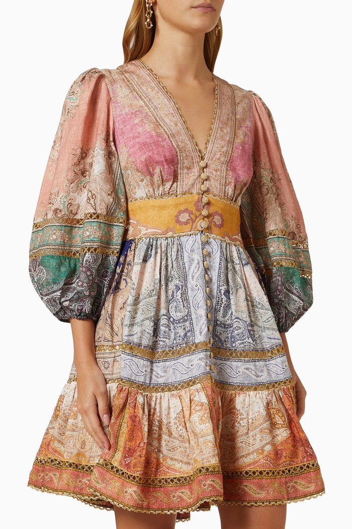 

Anneke Mini Dress in Linen, Multicolour