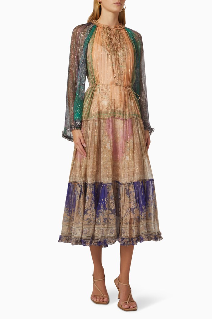 

Anneke Billow Tiered Dress in Georgette, Multicolour