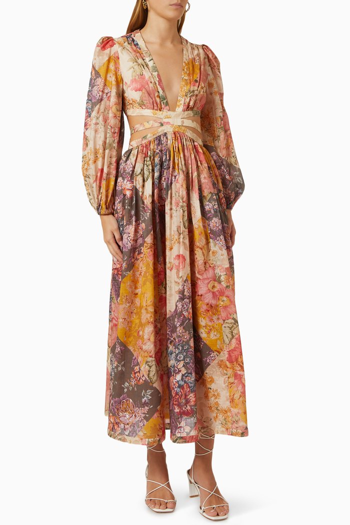 

Pattie Midi Dress in Cotton, Multicolour