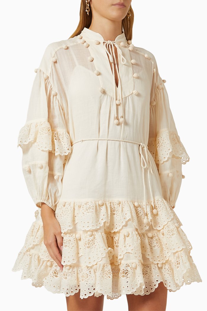 

Lyre Mini Dress in Ramie, White