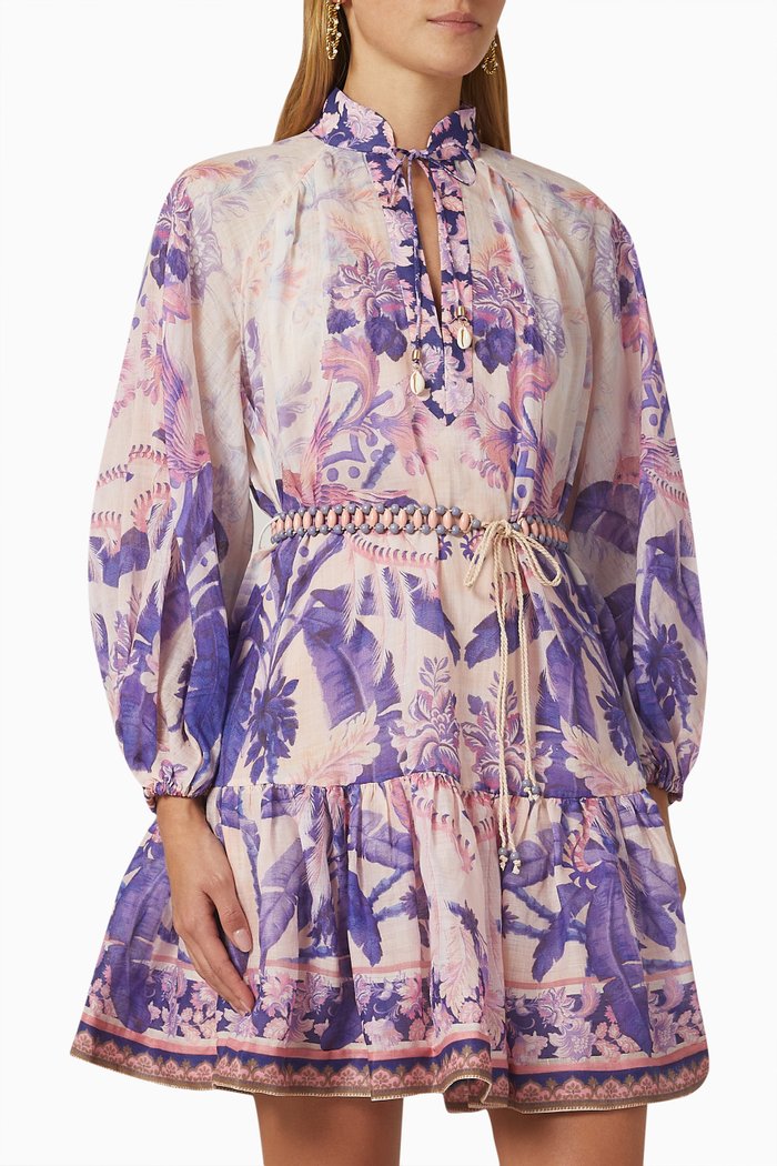 

Lyre Billow Mini Dress in Ramie, Purple