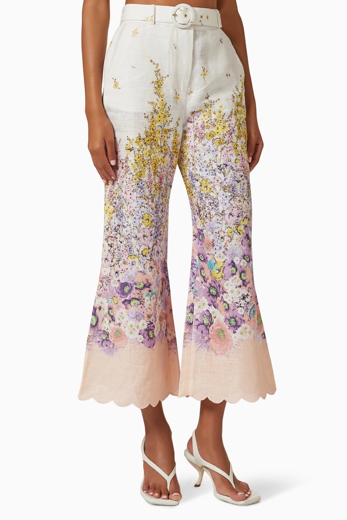 

Jude Crop Flare Pants in Linen, Multicolour