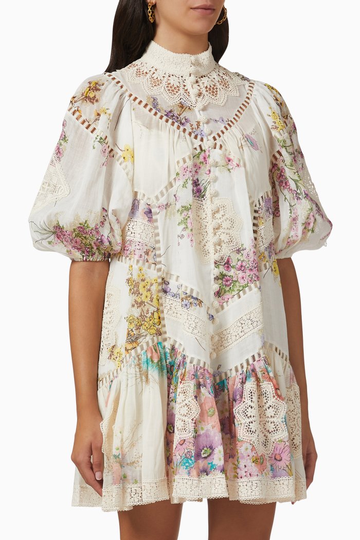 

Jude Spliced Trim Mini Dress in Ramie, Multicolour