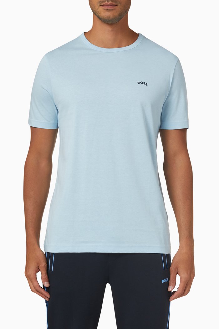 

Curved Logo T-shirt in Cotton Jersey, Blue