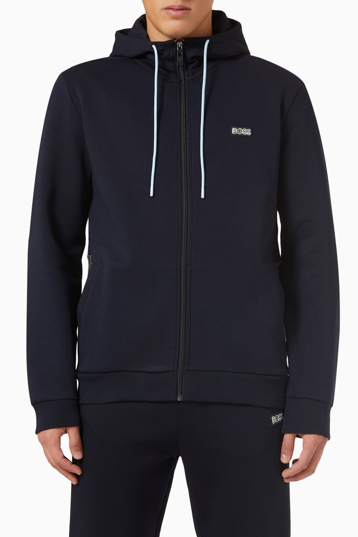 

Logo Zip-up Hoodie in Cotton, Blue