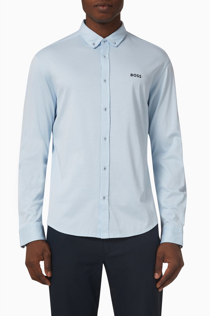 Regular Fit Shirt in Cotton, Blue