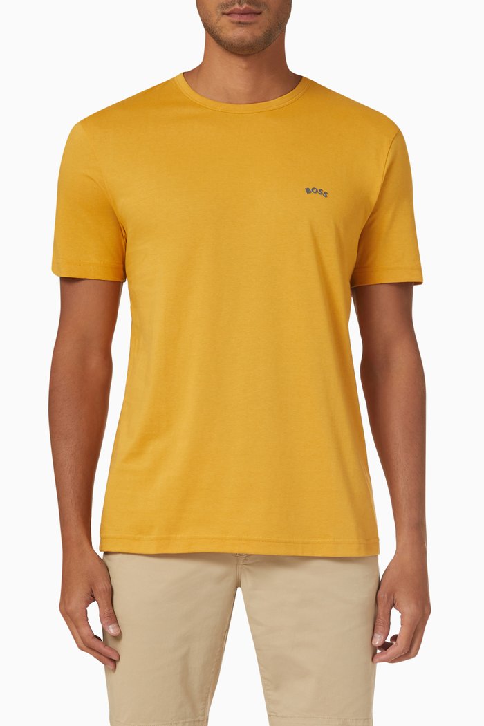 

Curved Logo T-shirt in Cotton Jersey, Gold