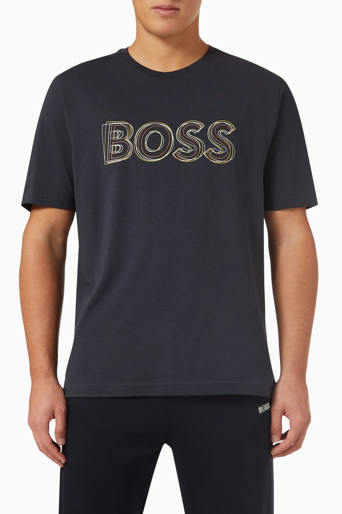 Logo T-shirt in Cotton Jersey, Blue