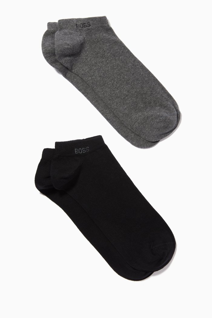 

Ankle Socks in Stretch Cotton, Set of 2, Grey