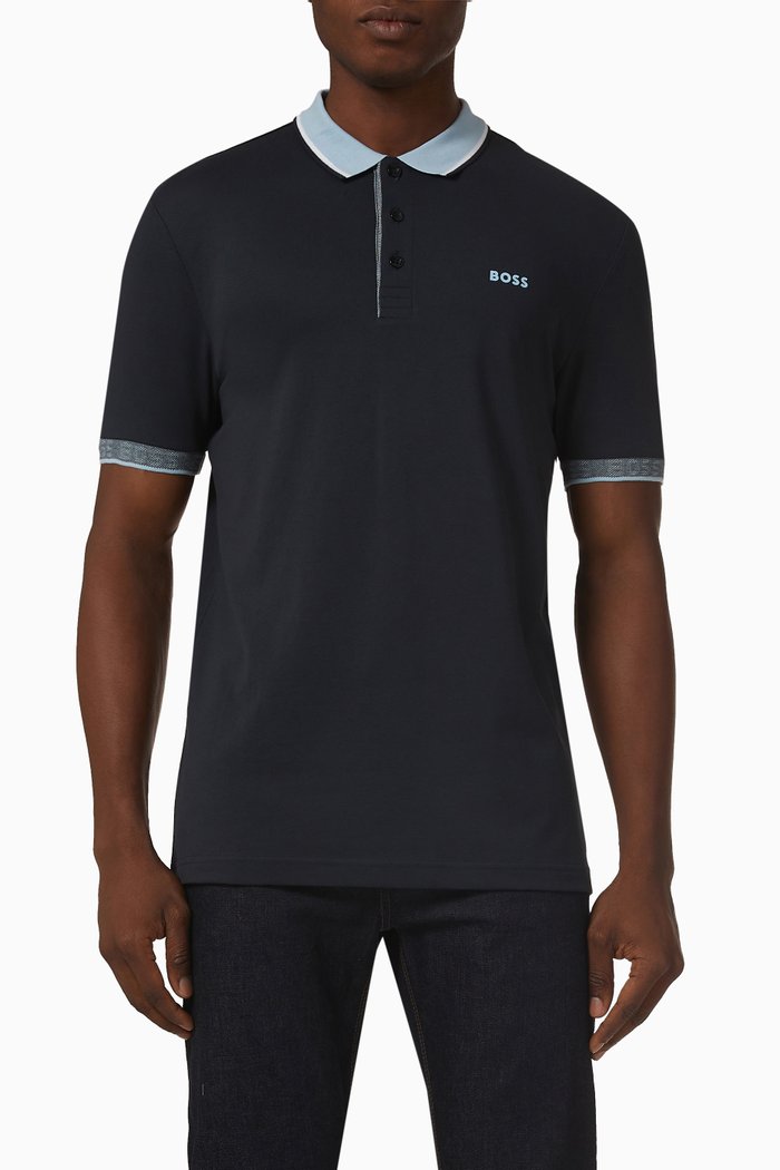 

Polo Shirt in Cotton Piqué, Blue