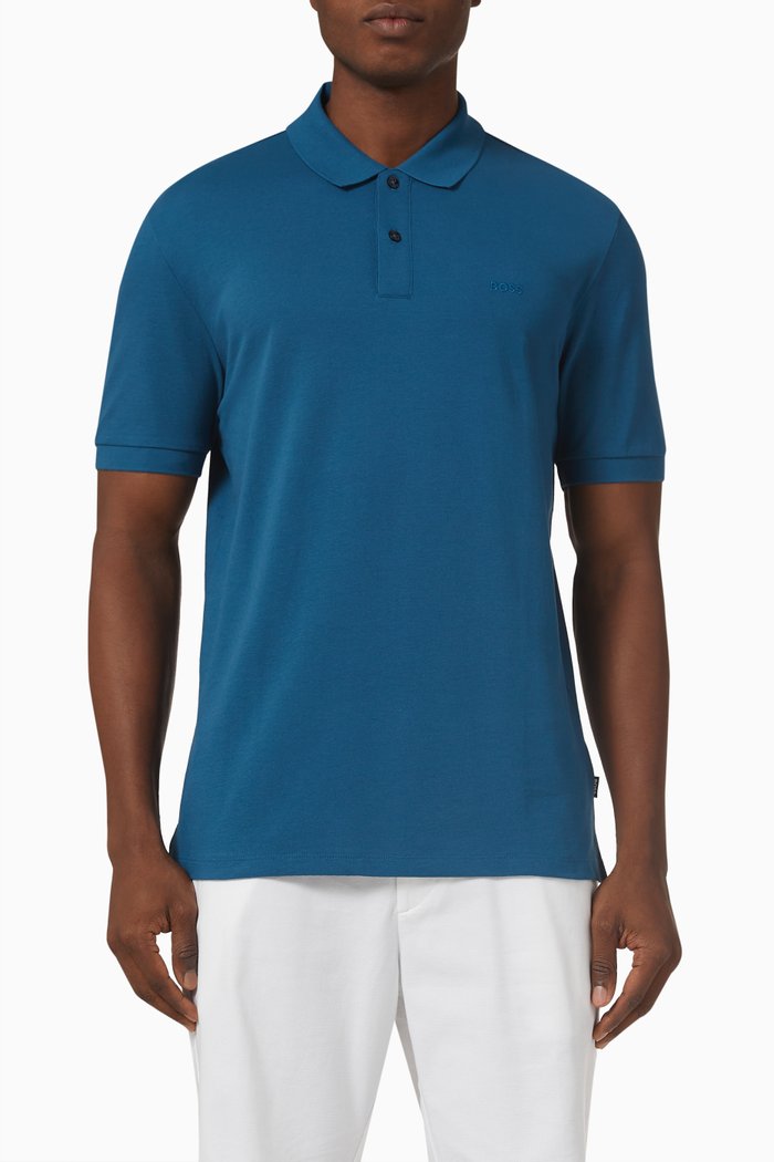 Polo Shirt in Organic Cotton, Blue