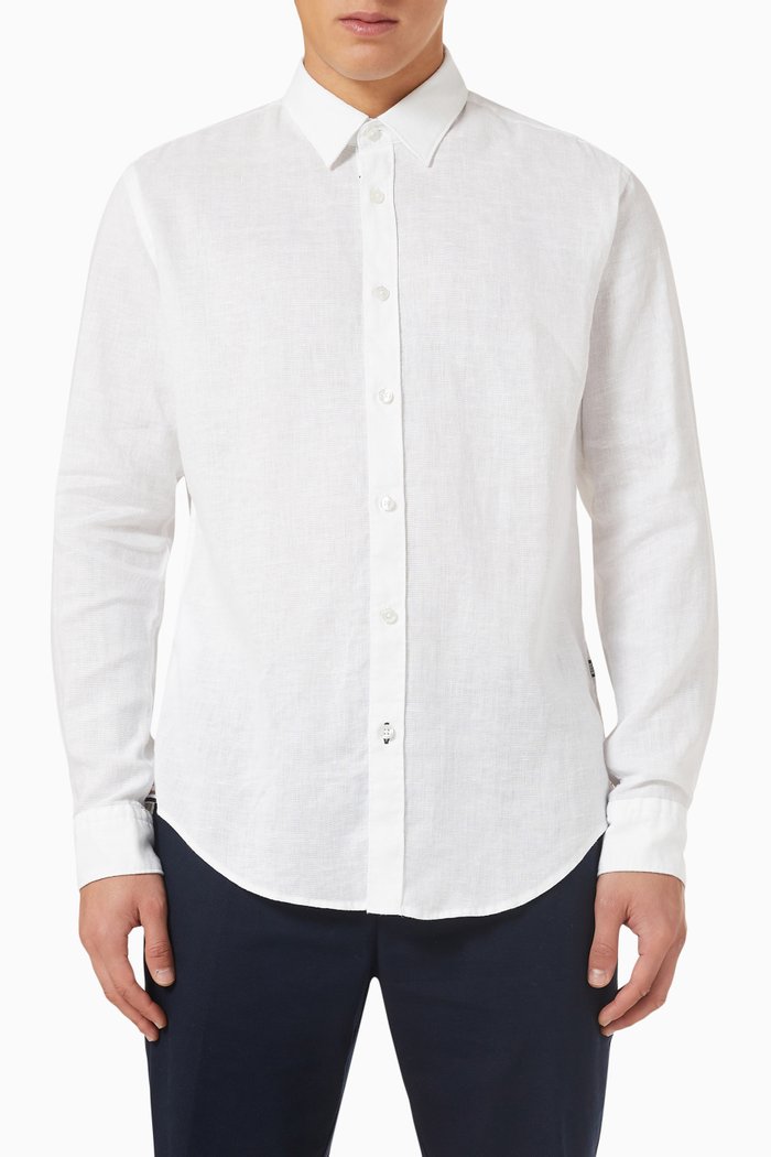 

Slim Fit Shirt in Linen Blend, White