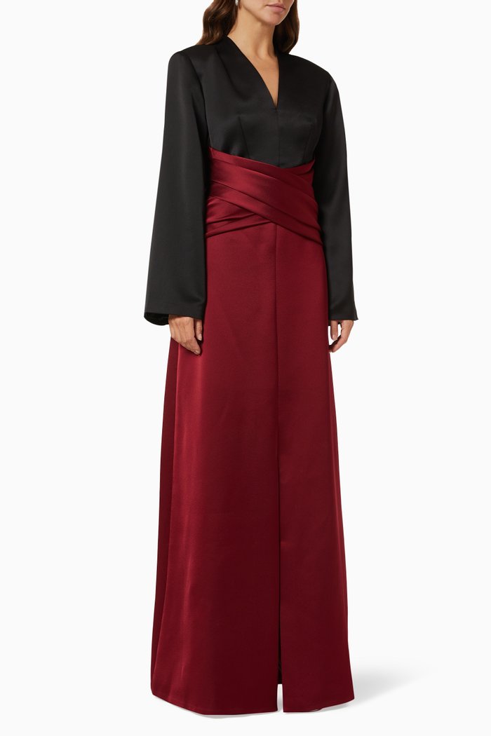 

Draped Belt Maxi Dress, Burgundy