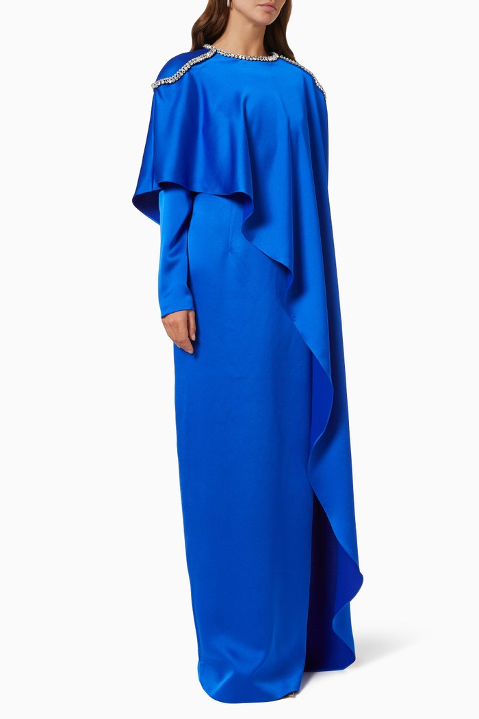 

Embellished Cape Gown, Blue