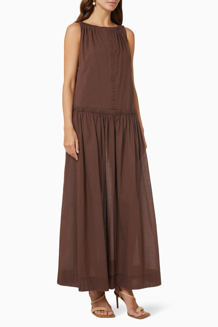 

Carla Maxi Dress in Cotton, Brown