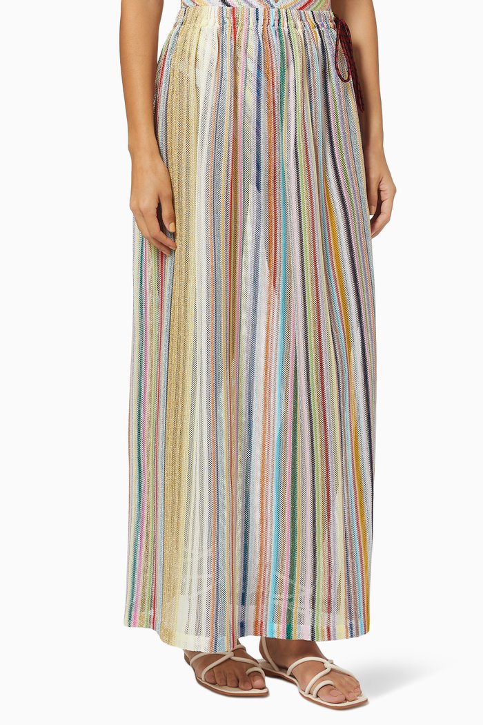 

Maxi Skirt in Striped Net, Multicolour