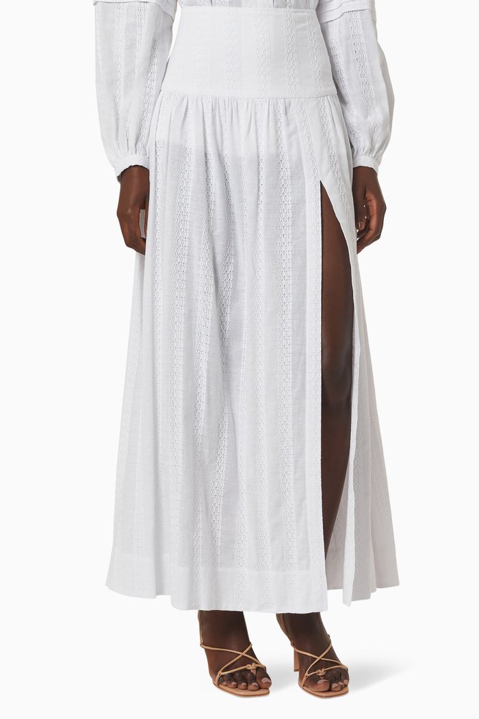 

Elodie Maxi Skirt in Cotton, White