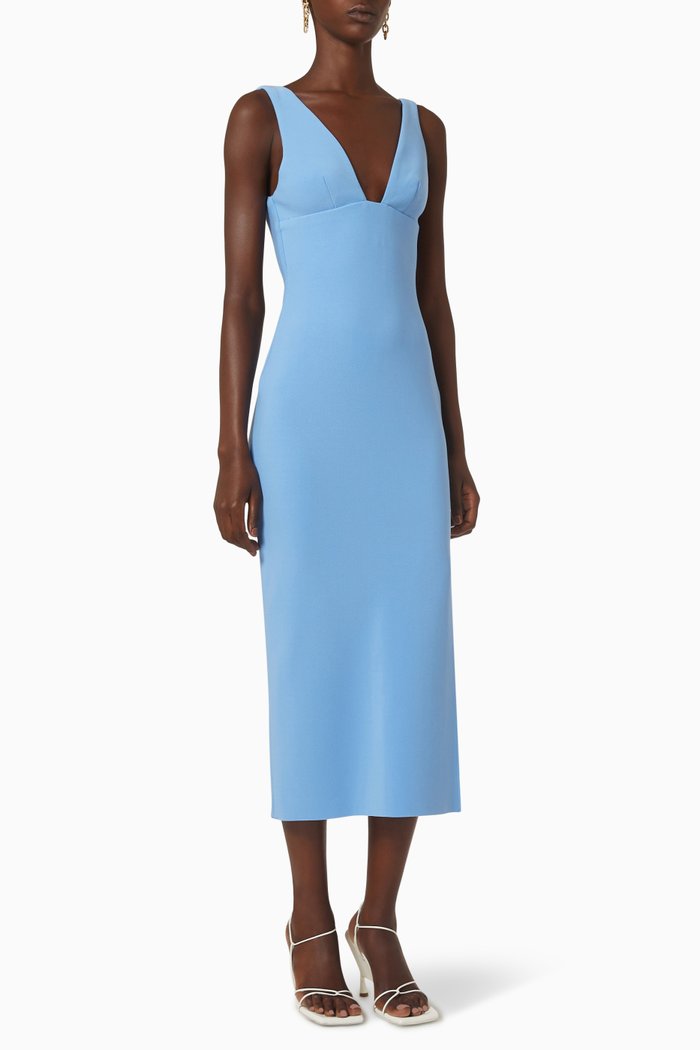 

Iris Midi Dress in Bonded Crepe, Blue