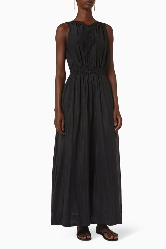 

Millie Maxi Dress in Cotton & Silk, Black