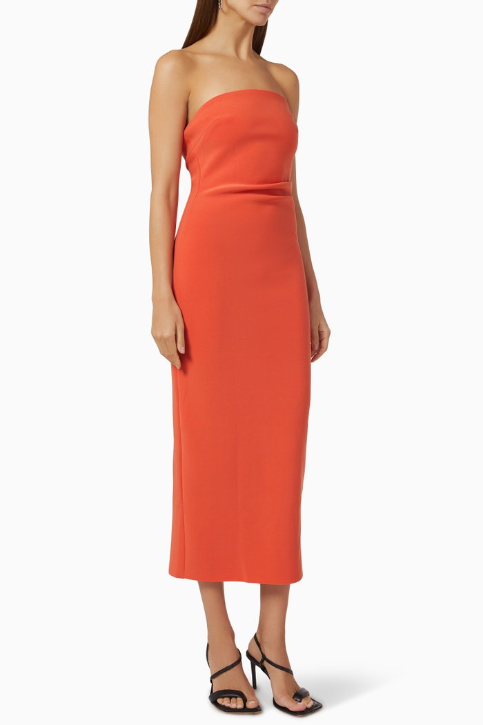 

Cecily Midi Dress in Bonded Crepe, Orange