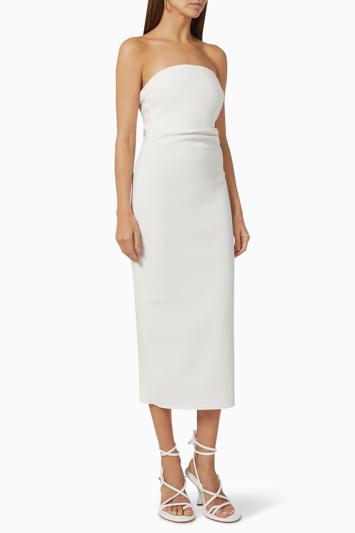 

Cecily Midi Dress in Bonded Crepe, White