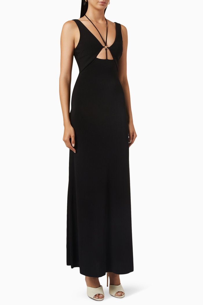 

Adele Maxi Dress in Bonded Crepe, Black