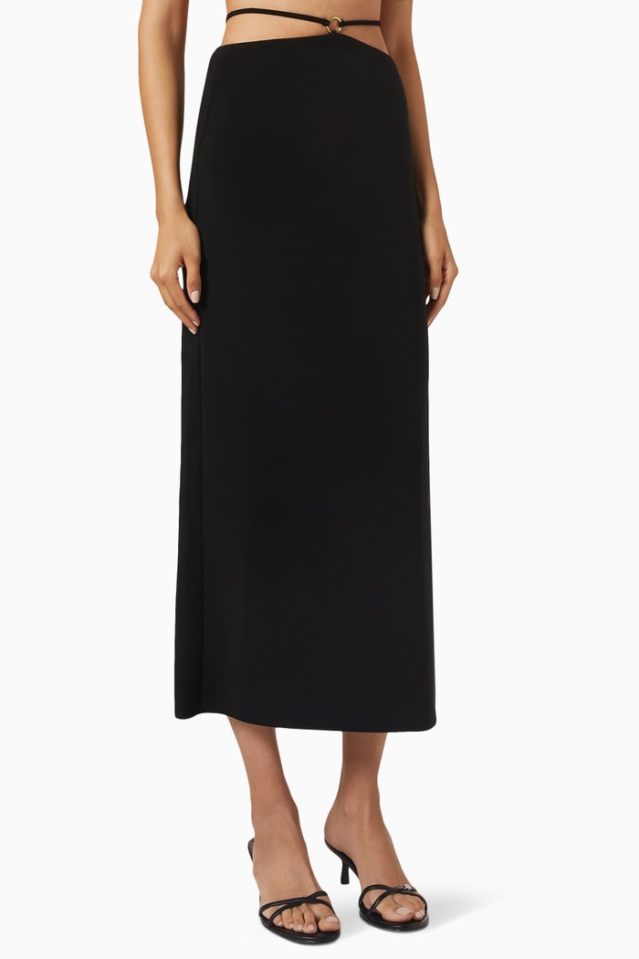 

Adele Maxi Skirt in Bonded Crepe, Black