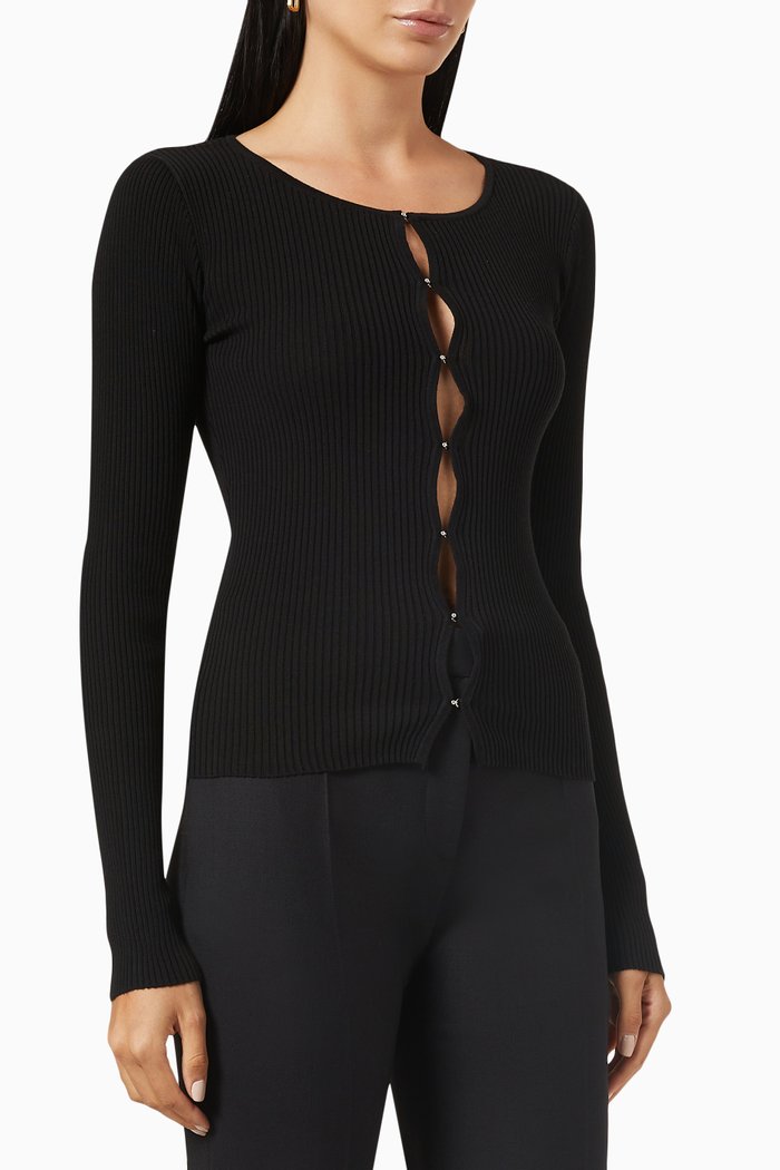 

Sapphira Cardigan in Cotton Knit, Black
