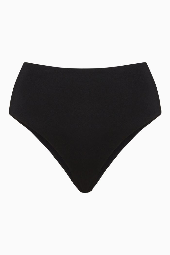 High Waist Cheeky Bikini Bottoms, Black