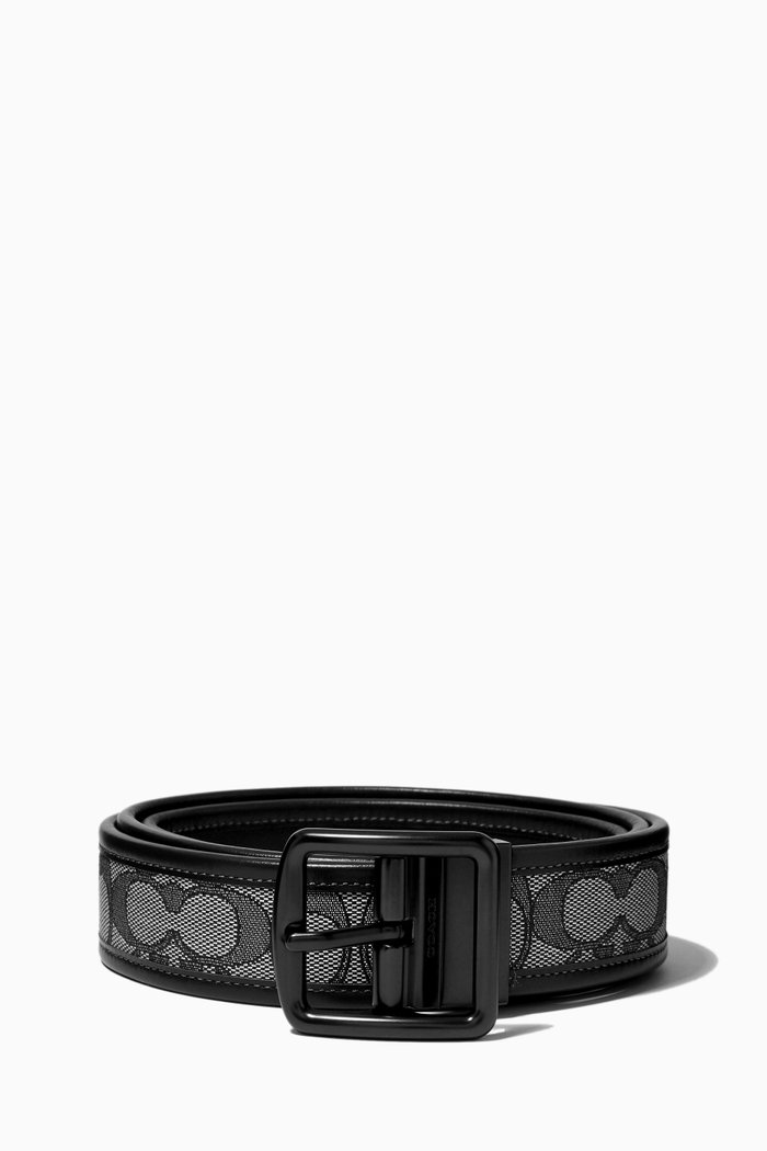 

Reversible Harness Buckle Belt in Signature-canvas & Leather, Black