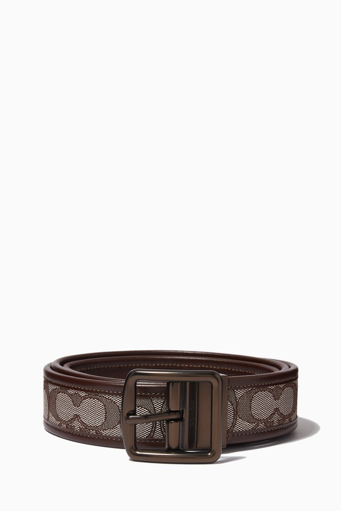 

Reversible Harness Buckle Belt in Signature Canvas & Leather, Brown