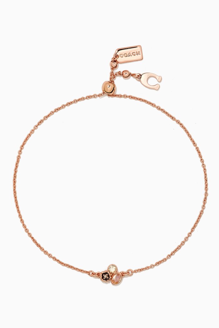 Mini Tea Rose Cluster Slider Bracelet, Pink