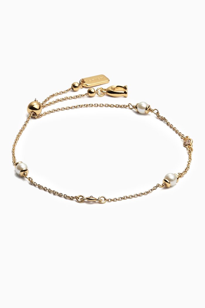 

Classic Pearl Slider Bracelet in Gold-plated Brass, Yellow