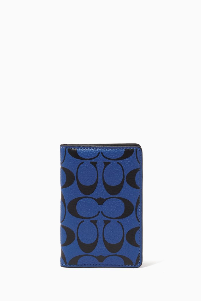 

Card Wallet in Signature Leather, Blue