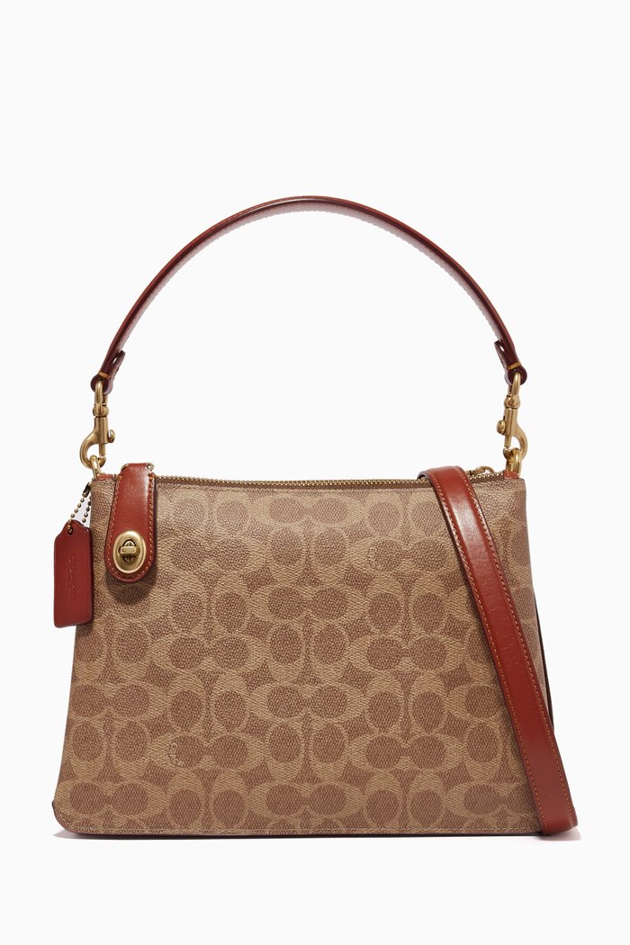 

Double Zip Shoulder Bag in Signature Canvas, Neutral