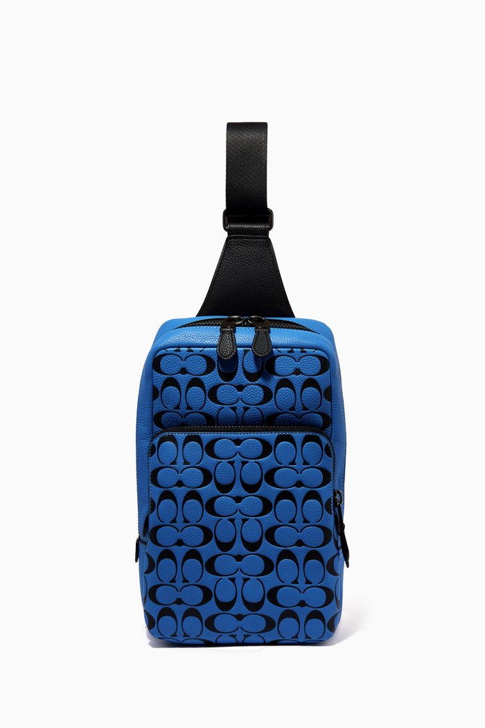 

Gotham Pack Shoulder Bag in Pebbled Leather, Blue