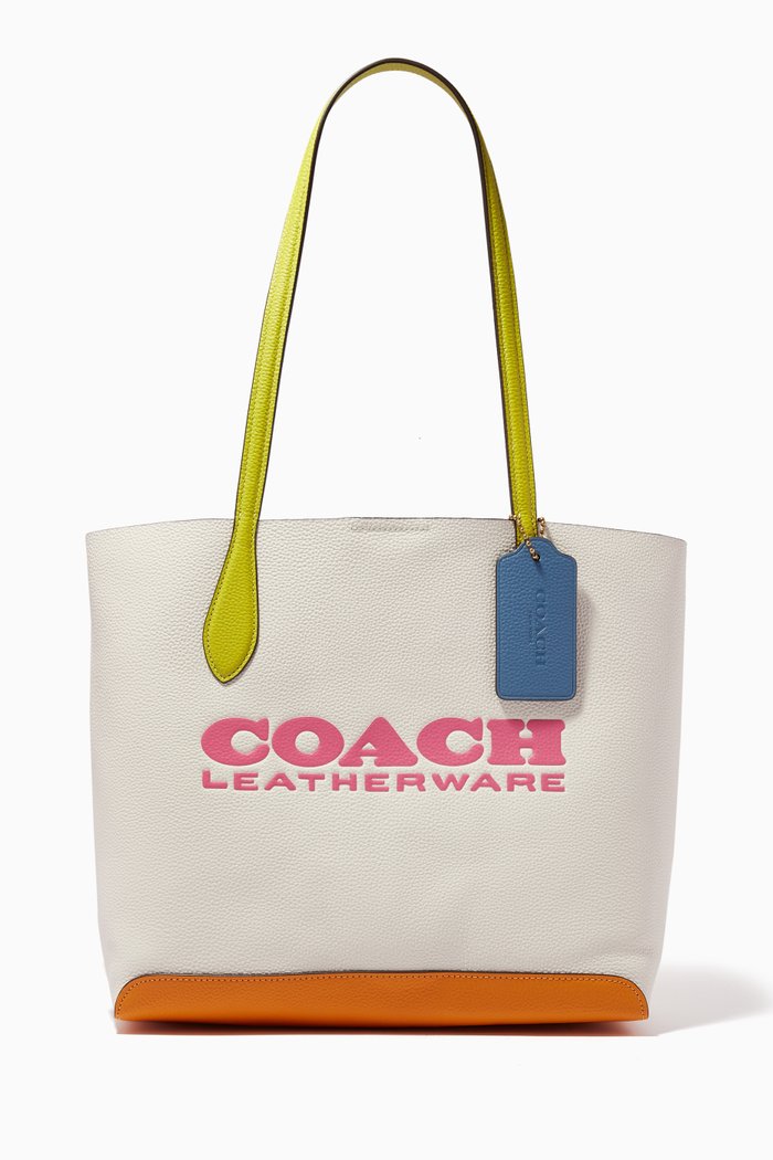 

Kia Colour-block Tote Bag in Grained Leather, White