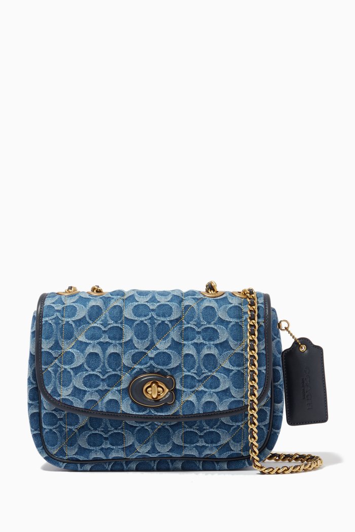

Pillow Madison Quilted Shoulder Bag in Signature Denim, Blue