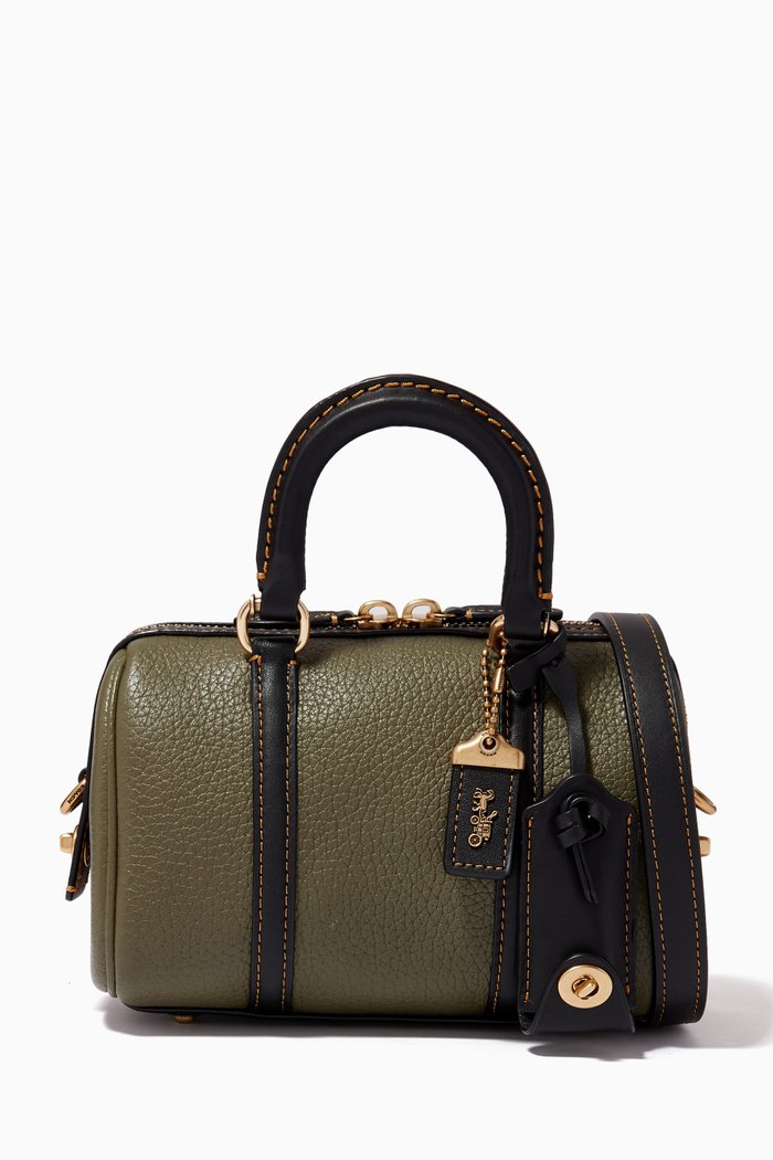 

Ruby Satchel Bag in Colourblock Leather, Green