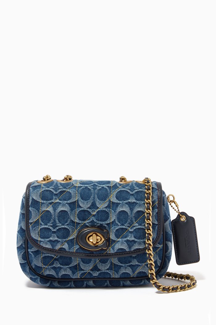 

Pillow Madison Quilted 18 Shoulder Bag in Signature Denim, Blue