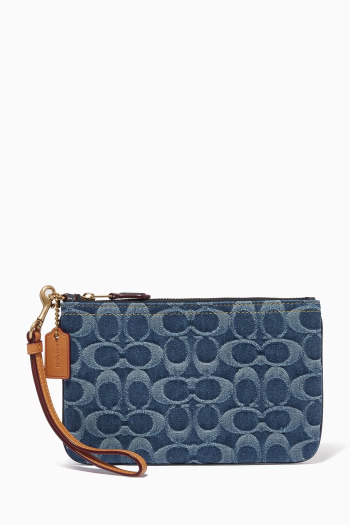 

Small Wrislet Pouch in Signature Denim, Blue