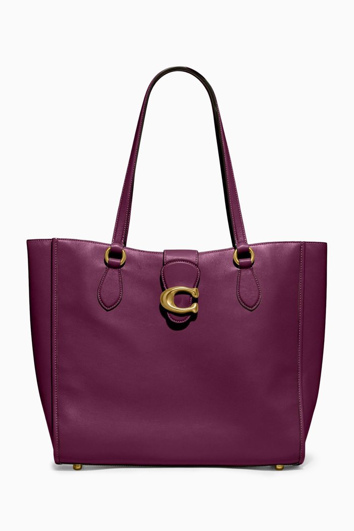 

Theo Tote Bag in Calf Leather, Purple