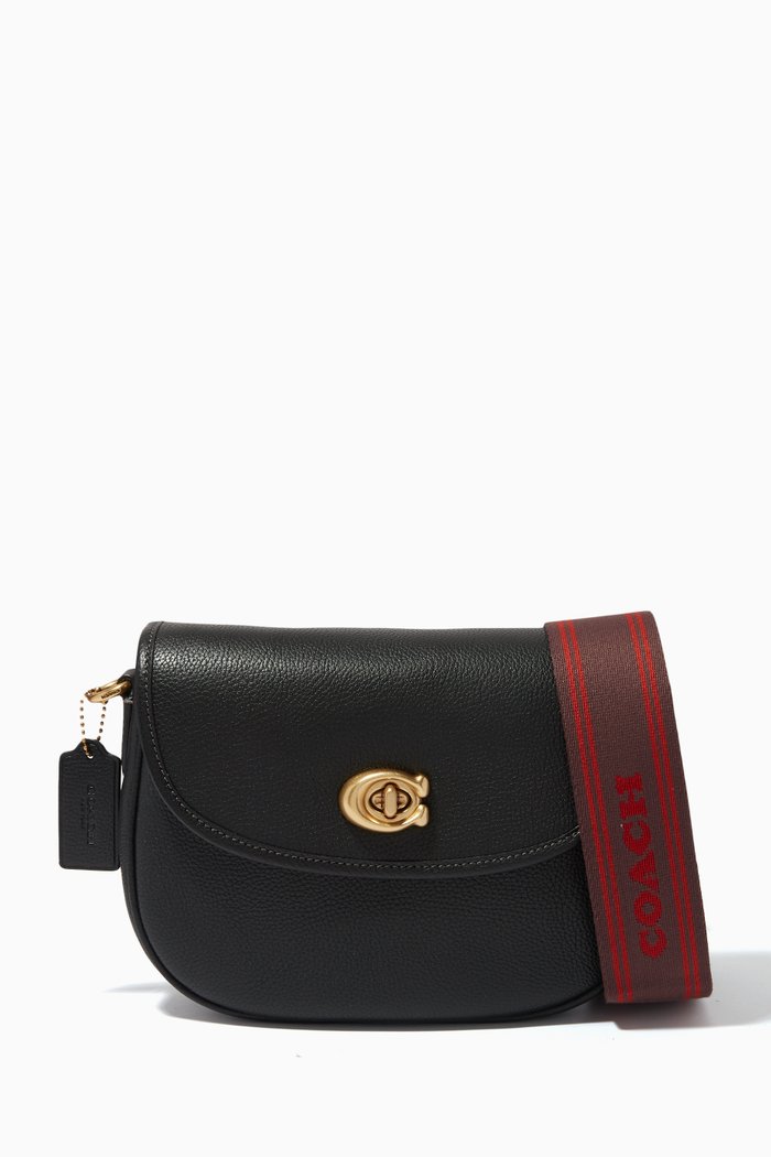 

Willow Saddle Crossbody Bag in Pebbled Leather, Black