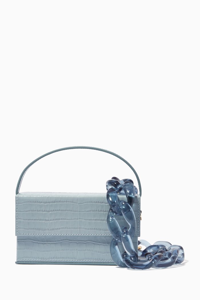 

Ida Bag in Croc-Embossed Leather, Grey