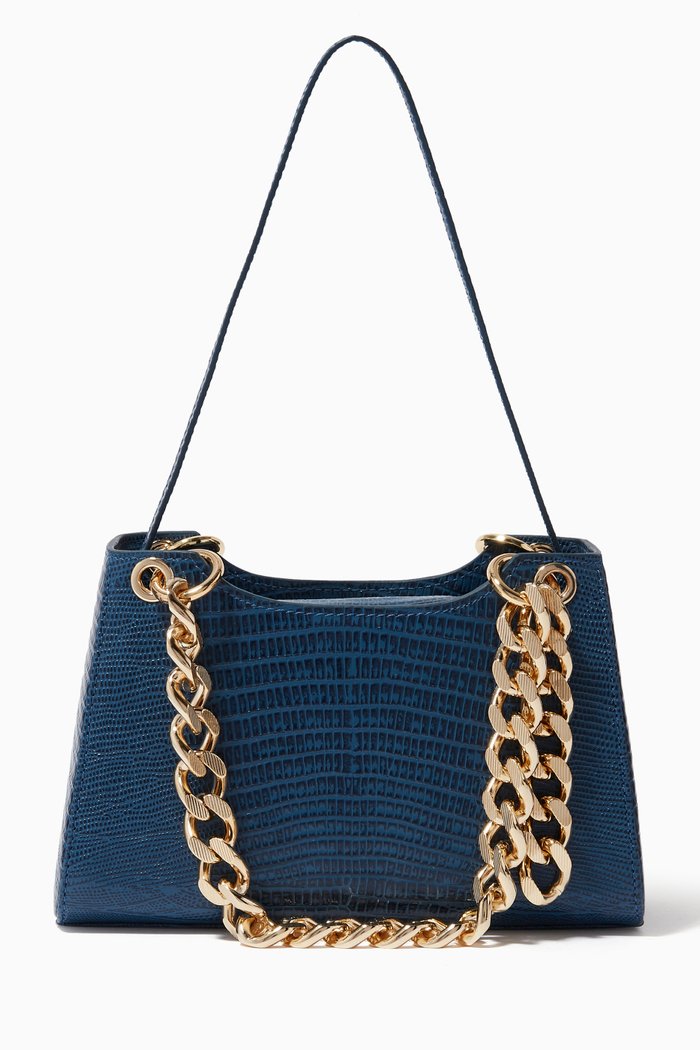 

Maxime Shoulder Bag in Lizard Leather, Blue