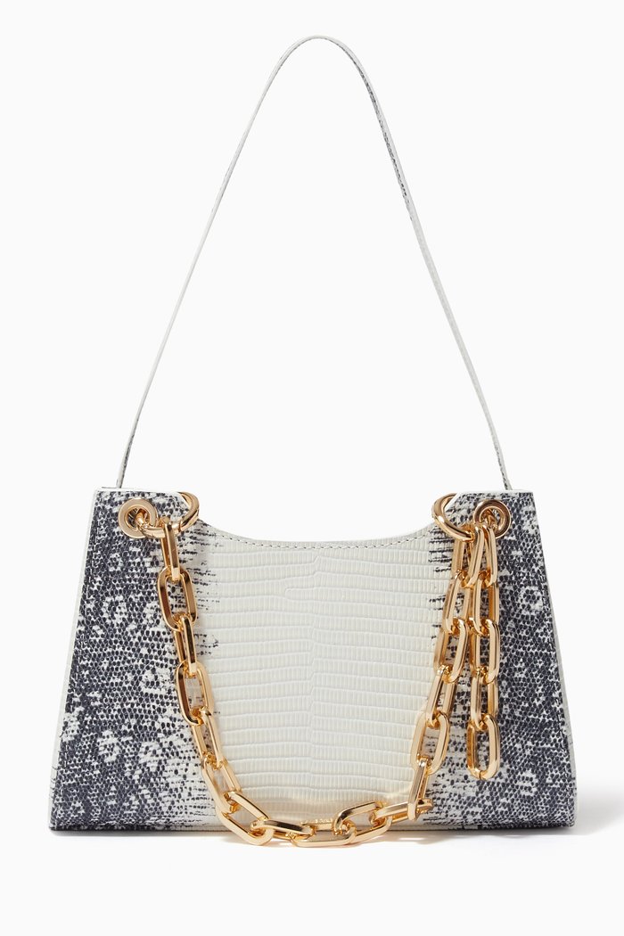 

Maxime Shoulder Bag in Himalayan Lizard Leather, White