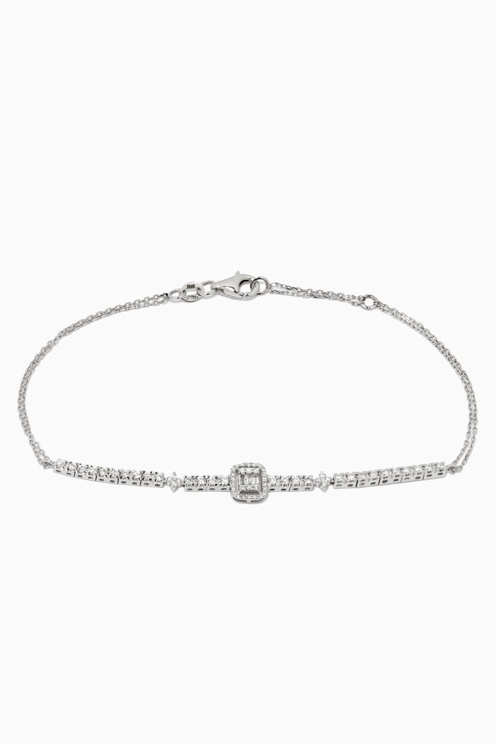 

Single Motif Tennis Bracelet in 18kt White Gold, Silver